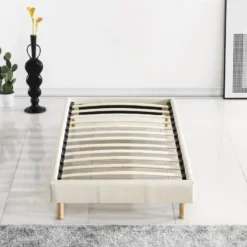 Sommier Dimension 90x190 Cm, Revêtement En Tissu Blanc, Pieds En Bois 9 Sommier Dimension 90x190 Cm, Revêtement En Tissu Blanc, Pieds En Bois -Sominova Soldes Boutique sommier 9275871