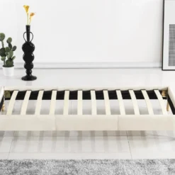 Sommier Dimension 90x190 Cm, Revêtement En Tissu Blanc, Pieds En Bois 10 Sommier Dimension 90x190 Cm, Revêtement En Tissu Blanc, Pieds En Bois -Sominova Soldes Boutique sommier 9275873