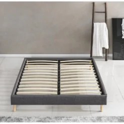 Sommier Dimension 120x190 Cm, Revêtement En Tissu Gris, Pieds En Bois -Sominova Soldes Boutique sommier 9276403