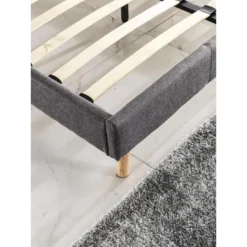 Sommier Dimension 140x190 Cm, Revêtement En Tissu Gris, Pieds En Bois -Sominova Soldes Boutique sommier 9277027