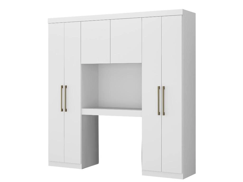 Pont De Lit ANTERO - 6 Portes - Avec Armoires Et Rangements - L.200 Cm - Blanc 5 Pont De Lit ANTERO - 6 Portes - Avec Armoires Et Rangements - L.200 Cm - Blanc – Image 3