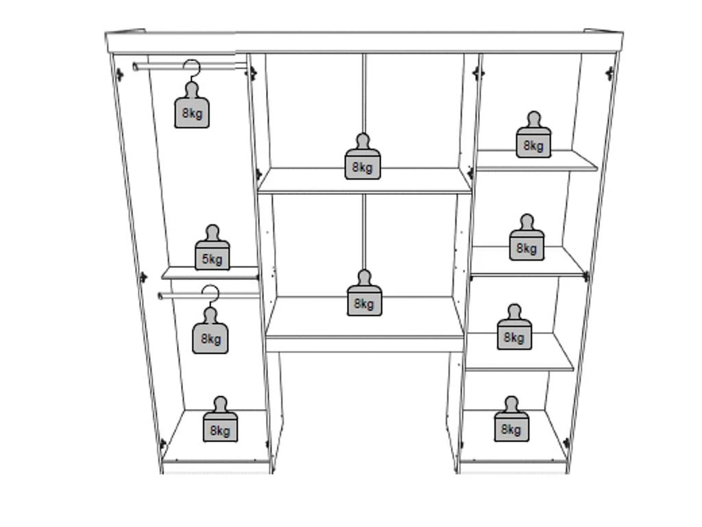 Pont De Lit ANTERO - 6 Portes - Avec Armoires Et Rangements - L.200 Cm - Blanc 7 Pont De Lit ANTERO - 6 Portes - Avec Armoires Et Rangements - L.200 Cm - Blanc – Image 5