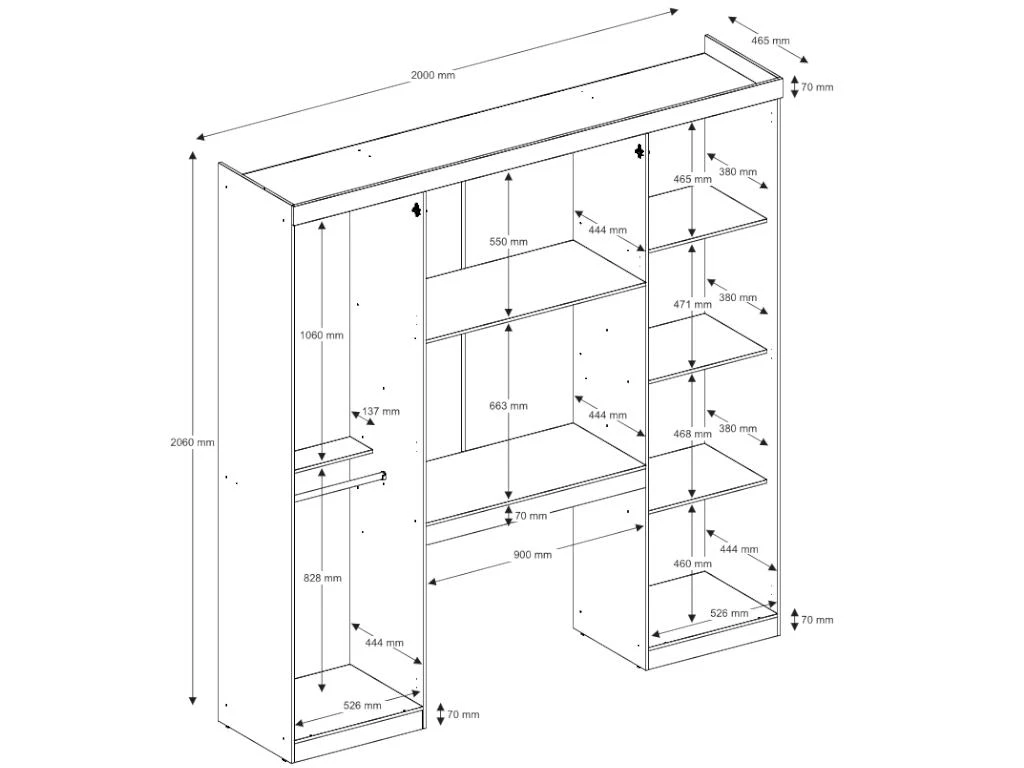 Pont De Lit ANTERO - 6 Portes - Avec Armoires Et Rangements - L.200 Cm - Blanc 6 Pont De Lit ANTERO - 6 Portes - Avec Armoires Et Rangements - L.200 Cm - Blanc – Image 4