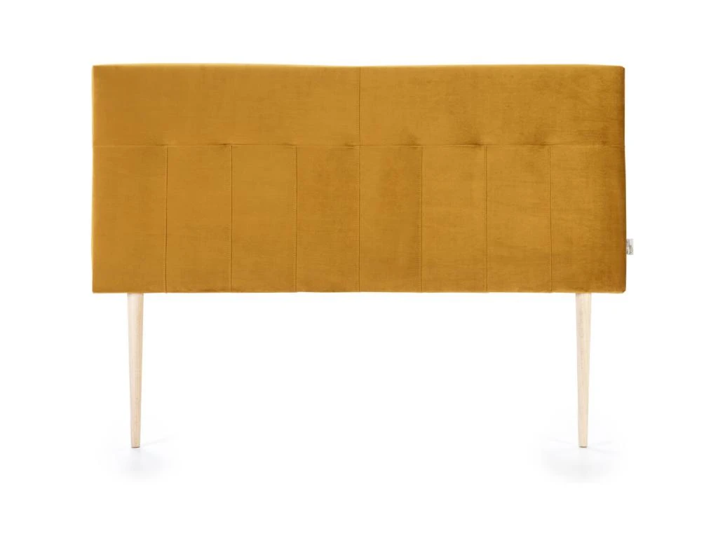 Tête De Lit Tapissée Napoles 160x100 Cm Moutarde, Velours, Pieds En Bois 5 Tête De Lit Tapissée Napoles 160x100 Cm Moutarde, Velours, Pieds En Bois – Image 3