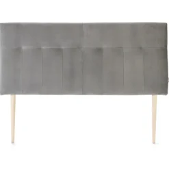 Tête De Lit Tapissée Napoles 140x100 Cm Gris, Velours, Pieds En Bois -Sominova Soldes Boutique tete de lit et pont de lit 10724455