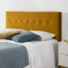Tête De Lit Tapissée Napoles 140x100 Cm Moutarde, Velours, Pieds En Bois -Sominova Soldes Boutique tete de lit et pont de lit 10724503