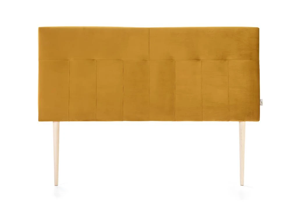 Tête De Lit Tapissée Napoles 140x100 Cm Moutarde, Velours, Pieds En Bois 5 Tête De Lit Tapissée Napoles 140x100 Cm Moutarde, Velours, Pieds En Bois – Image 3