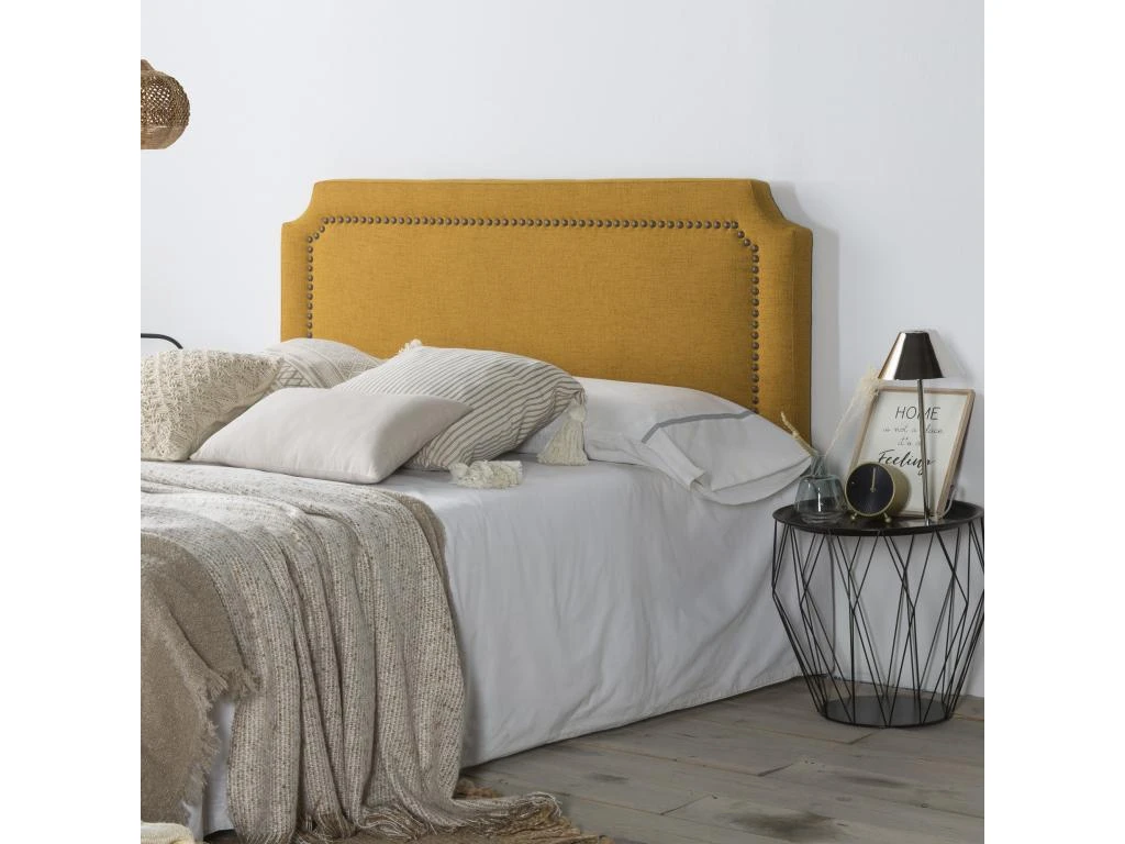 Tête De Lit Tapissée Leonor 140x60 Cm Moutarde, Clous En Marron 6 Tête De Lit Tapissée Leonor 140x60 Cm Moutarde, Clous En Marron – Image 4