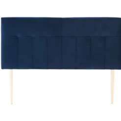 Tête De Lit Tapissée Napoles 140x100 Cm Bleu, Velours, Pieds En Bois -Sominova Soldes Boutique tete de lit et pont de lit 10760429