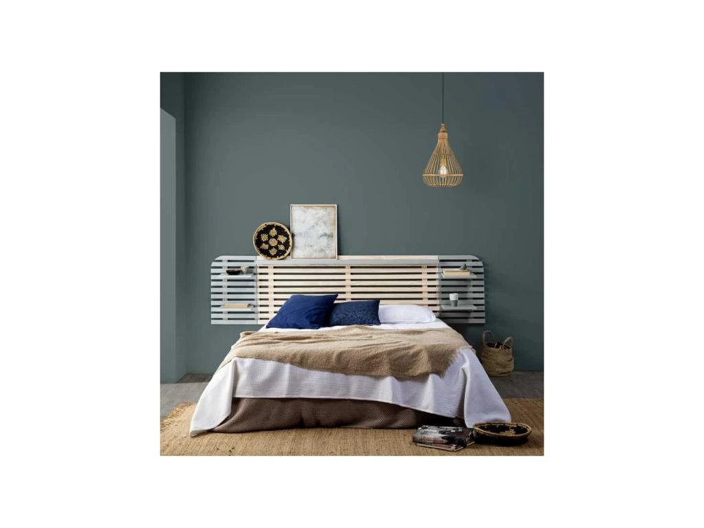 Tête De Lit En Bois Massif Pin Blanchi/Gris - RUYA 4 Tête De Lit En Bois Massif Pin Blanchi/Gris - RUYA – Image 2