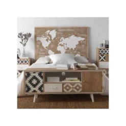 Tête De Lit Mappemonde 110 Cm Bois/Blanc - AMBER -Sominova Soldes Boutique tete de lit et pont de lit 11123095