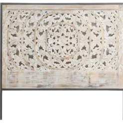 Tête De Lit En Bois De Manguier Blanchi Lila