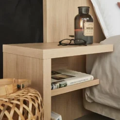 Tête De Lit HUGO 180 - Blanc Et Chêne Clair - TEMAHOME -Sominova Soldes Boutique tete de lit et pont de lit 12514661