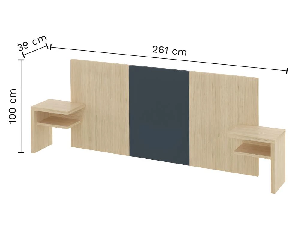 Tête De Lit HUGO 160 - Gris Anthracite Et Chêne Clair - TEMAHOME 7 Tête De Lit HUGO 160 - Gris Anthracite Et Chêne Clair - TEMAHOME – Image 5