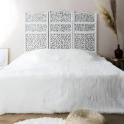 ROLNA - Tête De Lit Ajourée 140cm Bois De Paulownia Blanc 8 ROLNA - Tête De Lit Ajourée 140cm Bois De Paulownia Blanc -Sominova Soldes Boutique tete de lit et pont de lit 12599053