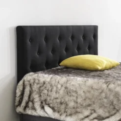 Tête De Lit 140x100 Cm, Capitonnée Tissu Noir, Epaisseur 8 Cm -Sominova Soldes Boutique tete de lit et pont de lit 13016707