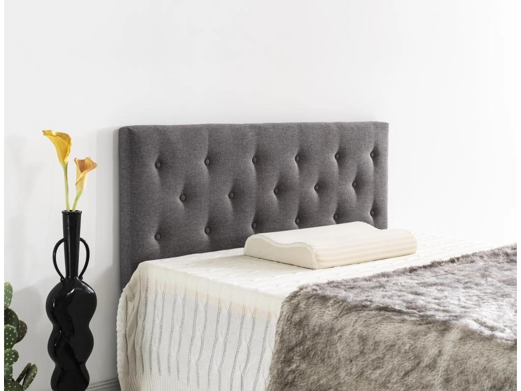 Tête De Lit 140x100 Cm, Capitonnée Tissu Gris, Epaisseur 8 Cm 4 Tête De Lit 140x100 Cm, Capitonnée Tissu Gris, Epaisseur 8 Cm – Image 2