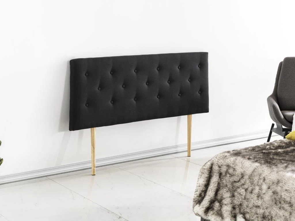 Tête De Lit 160x100 Cm, Capitonnée Tissu Noir, Epaisseur 8 Cm 6 Tête De Lit 160x100 Cm, Capitonnée Tissu Noir, Epaisseur 8 Cm – Image 4