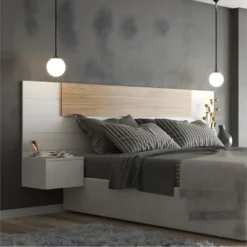 Tête De Lit Avec Chevets Freeda Blanc Et Bois 160 Cm -Sominova Soldes Boutique tete de lit et pont de lit 13077961
