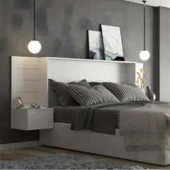 Tête De Lit Avec Chevets Faro Blanc 160 Cm 7 Tête De Lit Avec Chevets Faro Blanc 160 Cm -Sominova Soldes Boutique tete de lit et pont de lit 13078021