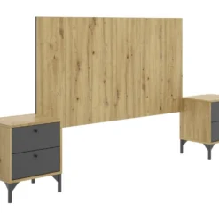 Ensemble De Tête De Lit Avec 2 Tables De Chevet - Longueur 40-159.6 X Profondeur 33-3.5 X Hauteur 47.5-78.8 Cm