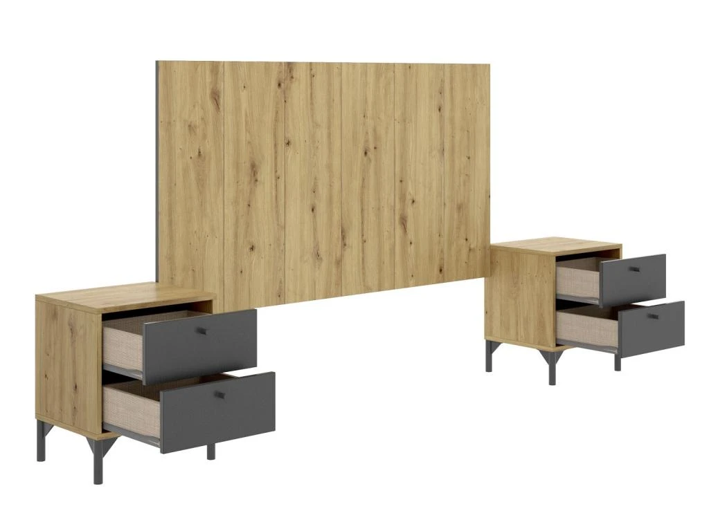 Ensemble De Tête De Lit Avec 2 Tables De Chevet - Longueur 40-159.6 X Profondeur 33-3.5 X Hauteur 47.5-78.8 Cm 5 Ensemble De Tête De Lit Avec 2 Tables De Chevet - Longueur 40-159.6 X Profondeur 33-3.5 X Hauteur 47.5-78.8 Cm – Image 3