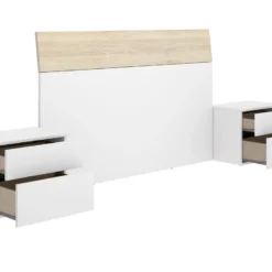 Ensemble De Tête De Lit Avec 2 Table De Chevet En Panneaux De Particules Mélaminés-Longueur 261 X Profondeur 34 X Hauteur 100.2 Cm -Sominova Soldes Boutique tete de lit et pont de lit 13141501