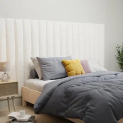 Panneaux Muraux Tête De Lit - 220 Cm - Tissu Bouclette - Blanc - GONDA De Pascal Morabito