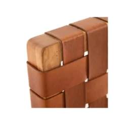 Tête De Lit 160 Cm Teck/Cuir Tressé Cognac - ESSAOUIRA -Sominova Soldes Boutique tete de lit et pont de lit 13814923