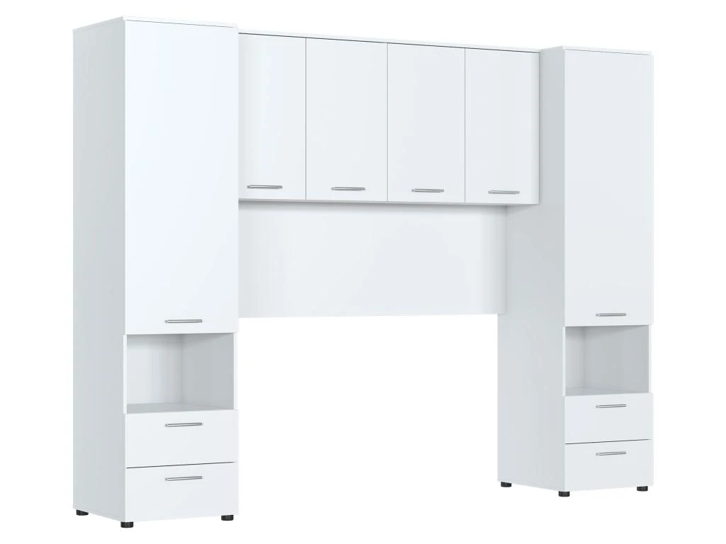 Pont De Lit Avec Rangements - L261 Cm - Blanc - RUMELI 9 Pont De Lit Avec Rangements - L261 Cm - Blanc - RUMELI â Image 7