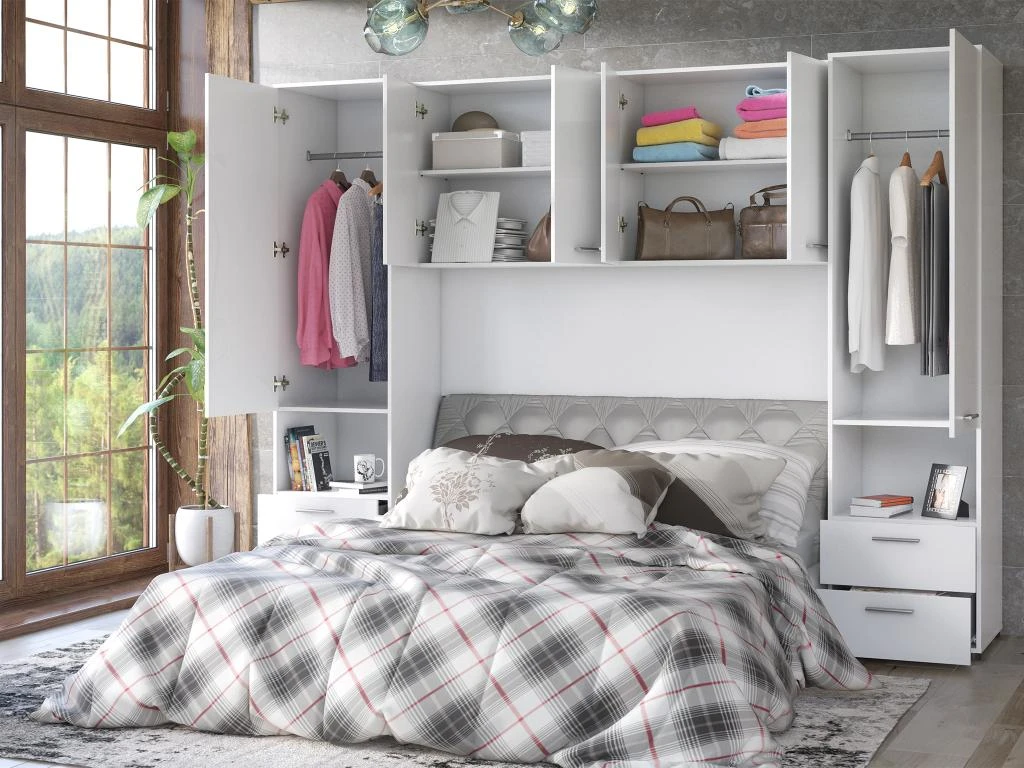 Pont De Lit Avec Rangements - L261 Cm - Blanc - RUMELI 5 Pont De Lit Avec Rangements - L261 Cm - Blanc - RUMELI â Image 3