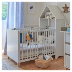 Tête De Lit Cabane Blanc/Bois - CIEL -Sominova Soldes Boutique tete de lit et pont de lit 17627455