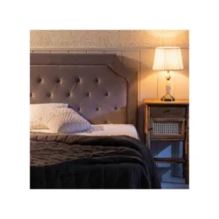 Tête De Lit Capitonnée 160 Cm Velours Gris- MAILLA -Sominova Soldes Boutique tete de lit et pont de lit 17627609