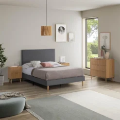 Tête De Lit Aura Recouverte De Tissu Gris Foncé 160x60 Cm -Sominova Soldes Boutique tete de lit et pont de lit 18813469