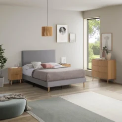 Tête De Lit Aura Recouverte De Tissu Gris Clair 90x60 Cm -Sominova Soldes Boutique tete de lit et pont de lit 18813517