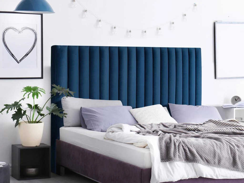 Tête De Lit Coutures Verticales SARAH - 150 Cm - Velours - Bleu Nuit 3 Tête De Lit Coutures Verticales SARAH - 150 Cm - Velours - Bleu Nuit