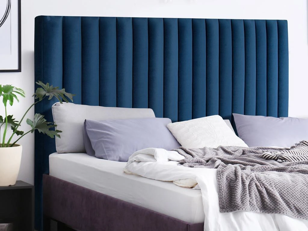 Tête De Lit Coutures Verticales SARAH - 150 Cm - Velours - Bleu Nuit 4 Tête De Lit Coutures Verticales SARAH - 150 Cm - Velours - Bleu Nuit – Image 2