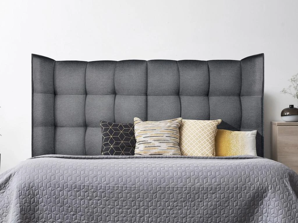 Tête De Lit Incurvée 140 Cm - Tissu - Gris - LUDESA 3 Tête De Lit Incurvée 140 Cm - Tissu - Gris - LUDESA