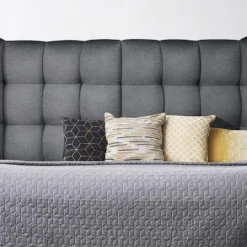 Tête De Lit Incurvée 140 Cm - Tissu - Gris - LUDESA 8 Tête De Lit Incurvée 140 Cm - Tissu - Gris - LUDESA -Sominova Soldes Boutique tete de lit et pont de lit 1959983