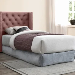 Tête De Lit Capitonnée - 100 Cm - Velours - Rose - MASSIMO