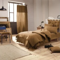 OUREA - Coussin De Tête De Lit Avec Passants 50x80cm Gaze De Coton Camel -Sominova Soldes Boutique tete de lit et pont de lit 19783889