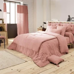 OUREA - Coussin De Tête De Lit Avec Passants 50x80cm Gaze De Coton Rose Pêche -Sominova Soldes Boutique tete de lit et pont de lit 19783925