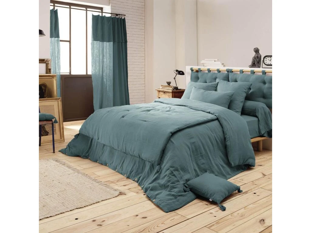 OUREA - Coussin De Tête De Lit Avec Passants 50x80cm Gaze De Coton Canard 4 OUREA - Coussin De Tête De Lit Avec Passants 50x80cm Gaze De Coton Canard – Image 2