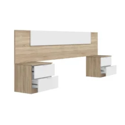 Tête De Lit Avec Chevets Chêne Et Blanc - NEEN 12 Tête De Lit Avec Chevets Chêne Et Blanc - NEEN -Sominova Soldes Boutique tete de lit et pont de lit 20002911