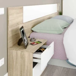 Tête De Lit Avec Chevets Chêne Et Blanc - NEEN 13 Tête De Lit Avec Chevets Chêne Et Blanc - NEEN -Sominova Soldes Boutique tete de lit et pont de lit 20002913