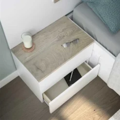 Tête De Lit Avec Chevets Blanc Et Chêne - COPILA -Sominova Soldes Boutique tete de lit et pont de lit 20002927