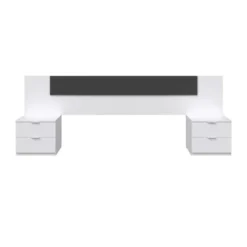 Tête De Lit Avec Chevets Blanc Et Gris - NEEN 11 Tête De Lit Avec Chevets Blanc Et Gris - NEEN -Sominova Soldes Boutique tete de lit et pont de lit 20002933