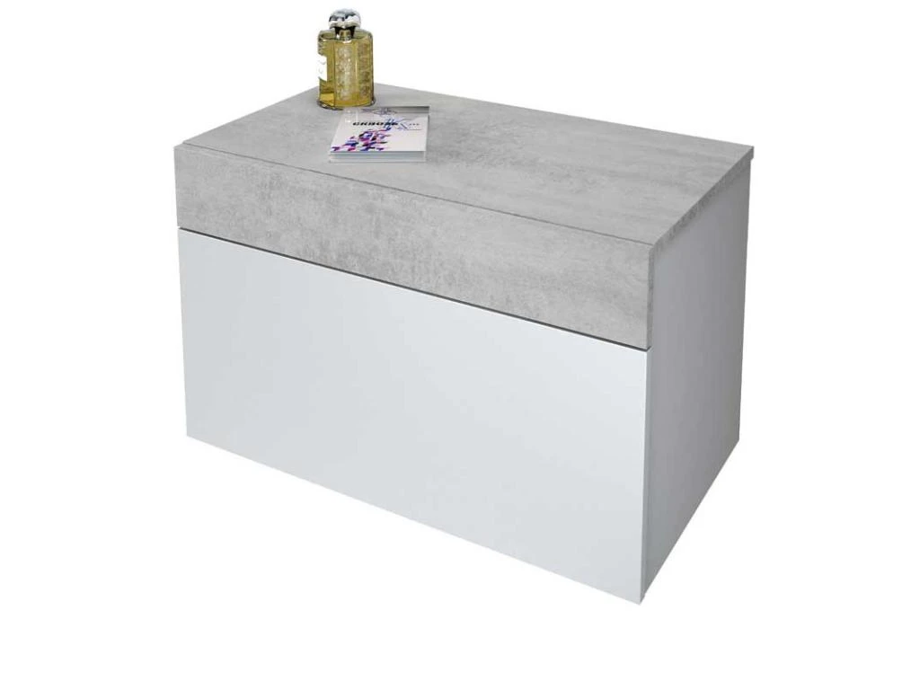 Tête De Lit Avec Chevets Blanc Et Béton Clair - SPARTAN 6 Tête De Lit Avec Chevets Blanc Et Béton Clair - SPARTAN – Image 4