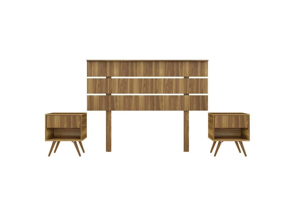 Tête De Lit 160 Cm + 2 Tables De Chevets Bois - KEFALI 4 Tête De Lit 160 Cm + 2 Tables De Chevets Bois - KEFALI – Image 2