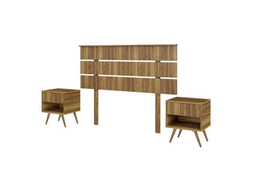 Tête De Lit 160 Cm + 2 Tables De Chevets Bois - KEFALI 6 Tête De Lit 160 Cm + 2 Tables De Chevets Bois - KEFALI – Image 4